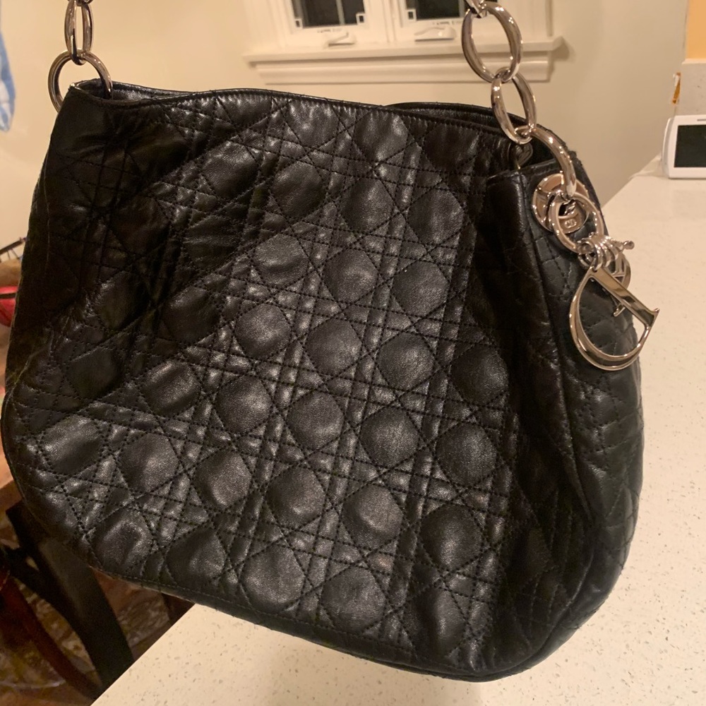Christian Dior black bag with silver Dior letters